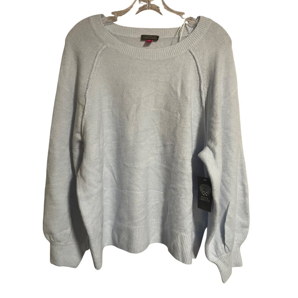 Vince Camuto Womens Light Blue Knit Sweater Size M Acrylic Blend Pullover Crew